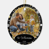 Persoonlijke familiefoto Kerstmis 2025 Keramisch Ornament (Links)