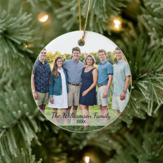 Persoonlijke familiefoto: Kerstmis Keramisch Ornament (Boom)