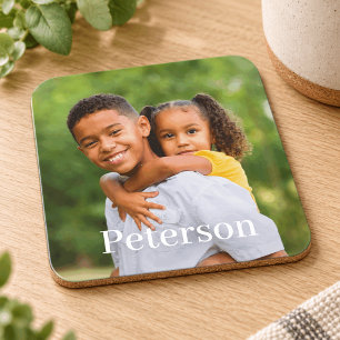 Persoonlijke familiefoto met achternaam bier onderzetter