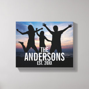 Persoonlijke familiefoto met familienaam canvas afdruk