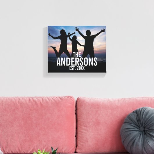Persoonlijke familiefoto met familienaam canvas afdruk (Insitu (Woonkamer))
