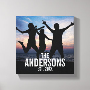 Persoonlijke familiefoto met familienaam canvas afdruk