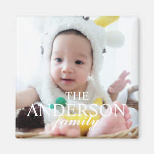 Persoonlijke familiefoto met familienaam magneet