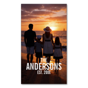 Persoonlijke familiefoto met familienaam magnetisch visitekaartje