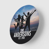 Persoonlijke familiefoto met familienaam ronde klok (Hoek)