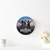 Persoonlijke familiefoto met familienaam ronde klok (Huis)