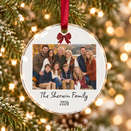 Persoonlijke familiefoto met Kerst Ornament