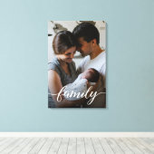 Persoonlijke familiefoto met modern script canvas afdruk (Insitu (Houten vloer))