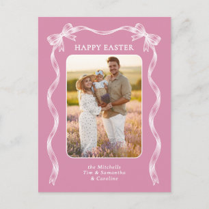 Persoonlijke familiefoto op mauve roze Pasen Briefkaart