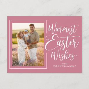 Persoonlijke familiefoto op mauve roze Pasen Briefkaart