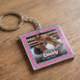 Persoonlijke familiefoto – vader met dochter-zoon sleutelhanger