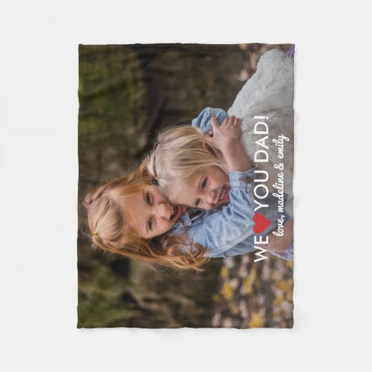 Persoonlijke familiefoto We houden van je vader Fleece Deken (Voorkant)
