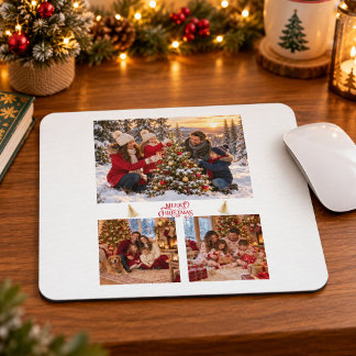 Persoonlijke familiefotocollage Kerstmis Muismat