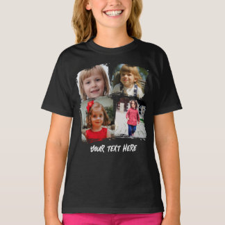 Persoonlijke familiefotocollage met aangepaste tek t-shirt