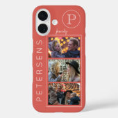 Persoonlijke familiefotocollage monogram Case-Mate iPhone case (Achterkant)
