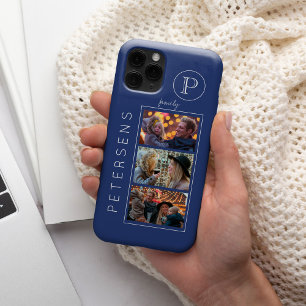 Persoonlijke familiefotocollage monogram Case-Mate iPhone 14 plus hoesje