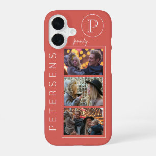 Persoonlijke familiefotocollage monogram iPhone 16 hoesje