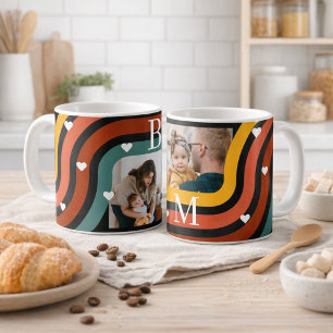 Persoonlijke familiefotokoffiemok – Retro ontwerp Koffiemok