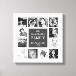 Persoonlijke familiefoto's in collage canvas afdruk