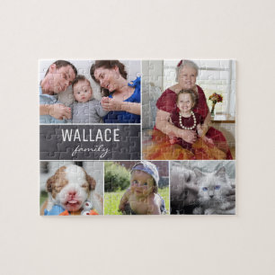 Persoonlijke familiefoto's kerstcadeau legpuzzel