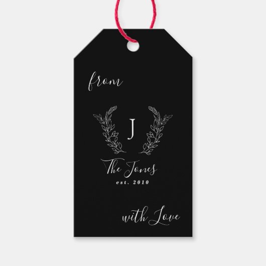 Persoonlijke familiemonogramnaam elegant cadeaulabel (Voorkant)