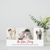 Persoonlijke familienaam 3 Foto Collage Holiday C Feestdagenkaart (Staand voorkant)