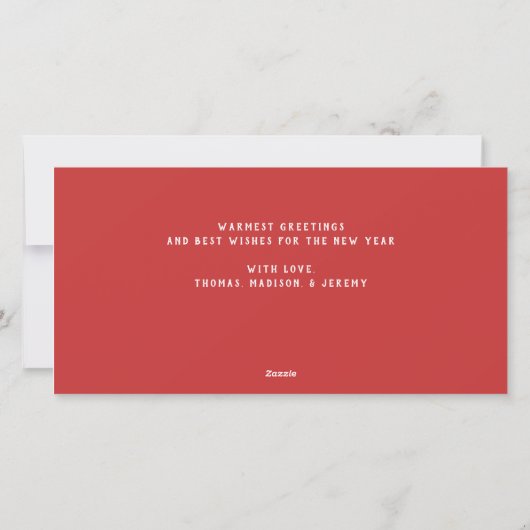 Persoonlijke familienaam 3 Foto Collage Holiday C Feestdagenkaart (Achterkant)