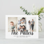 Persoonlijke familienaam 4 Foto Collage Feestdagenkaart (Staand voorkant)