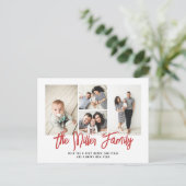 Persoonlijke familienaam 4 Foto Collage Feestdagenkaart (Staand voorkant)