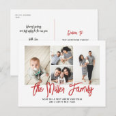 Persoonlijke familienaam 4 Foto Collage Feestdagenkaart (Voorkant / Achterkant)