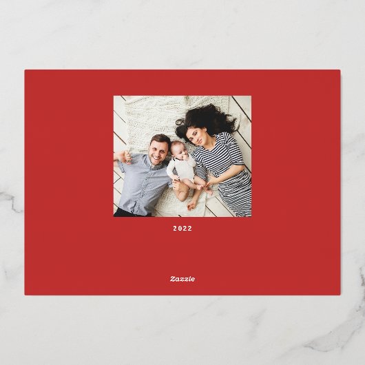 Persoonlijke familienaam 4 Foto Collage Folie Feestdagenkaart (Achterkant)