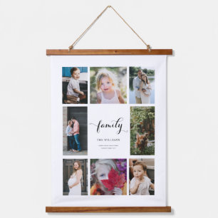 Persoonlijke familienaam 8 Foto Collage Hangend Wandkleed