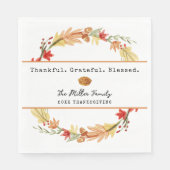 Persoonlijke familienaam Aangepaste herfst Thanksg Servet (Voorkant)
