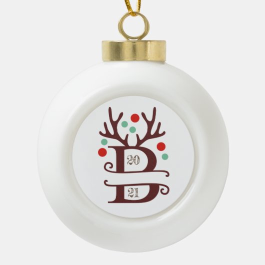 Persoonlijke familienaam "B" Keramische Bal Ornament (Voorkant)