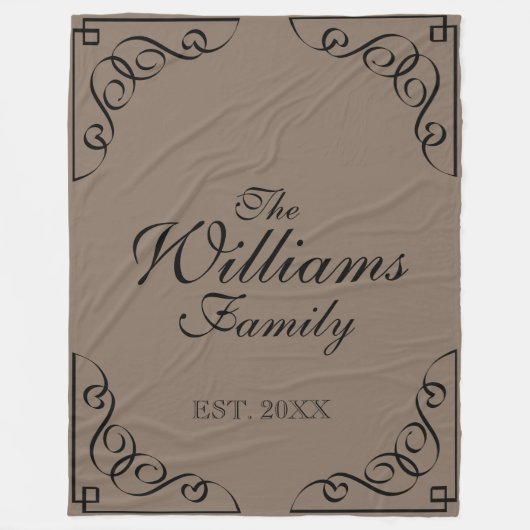 Persoonlijke familienaam beige fleece deken (Voorkant)