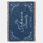 Persoonlijke familienaam blauw met deken (Voorkant Verticaal)