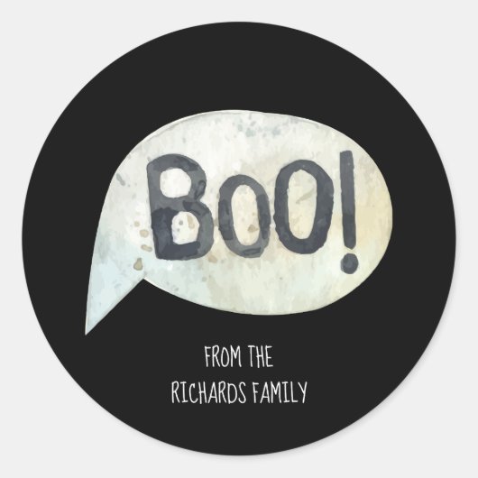 Persoonlijke familienaam Boo Halloween Ronde Sticker (Voorkant)