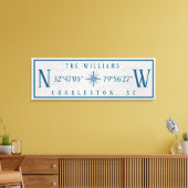 Persoonlijke familienaam breedtegraad lengtegraad  canvas afdruk (Insitu (Woonkamer))