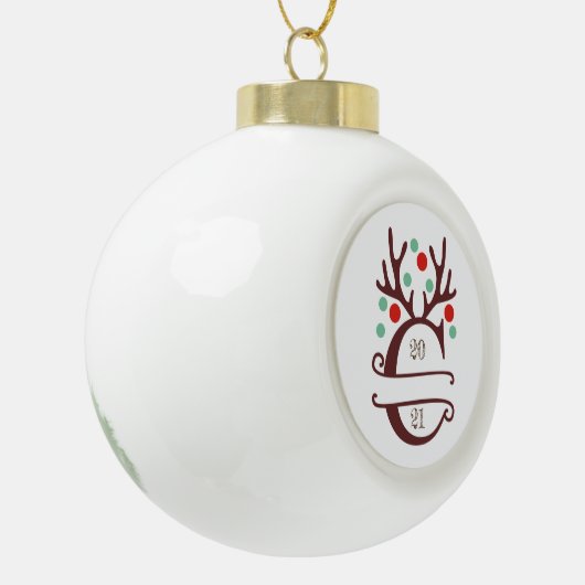 Persoonlijke familienaam "C" Keramische Bal Ornament (Links)