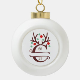 Persoonlijke familienaam "C" Keramische Bal Ornament