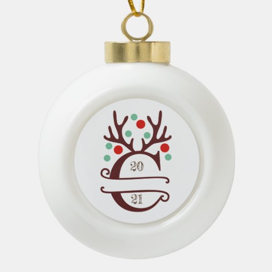 Persoonlijke familienaam "C" Keramische Bal Ornament (Voorkant)