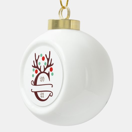 Persoonlijke familienaam "C" Keramische Bal Ornament (Rechts)
