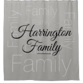 Persoonlijke familienaam Chic Grey Douchegordijn (Voorkant)