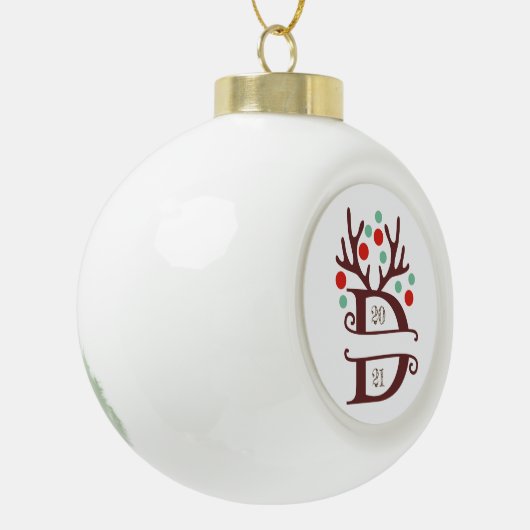 Persoonlijke familienaam "D" Keramische Bal Ornament (Links)