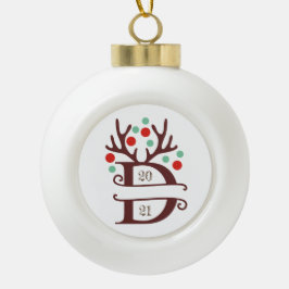 Persoonlijke familienaam "D" Keramische Bal Ornament