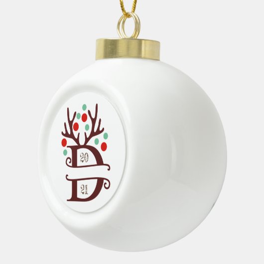 Persoonlijke familienaam "D" Keramische Bal Ornament (Rechts)