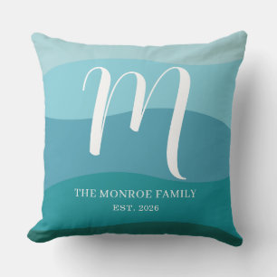 Persoonlijke familienaam datum monogram oceaan gol kussen