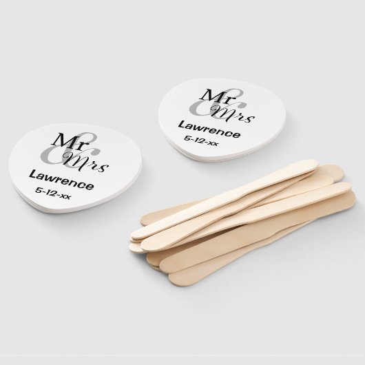 Persoonlijke familienaam Datum Mr & Mrs Wedding Co Handwaaier (Niet-gemonteerd)