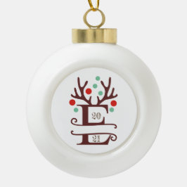 Persoonlijke familienaam "E" Keramische Bal Ornament