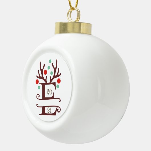 Persoonlijke familienaam "E" Keramische Bal Ornament (Rechts)